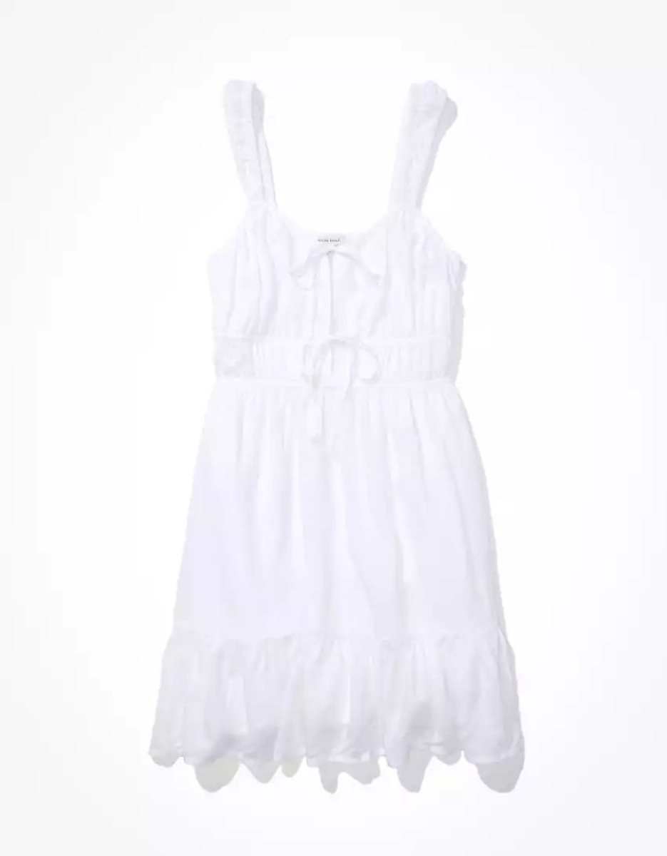 Mini Robe American Eagle AE Silky Tie-Front Blanche Femme | GJK-89878380